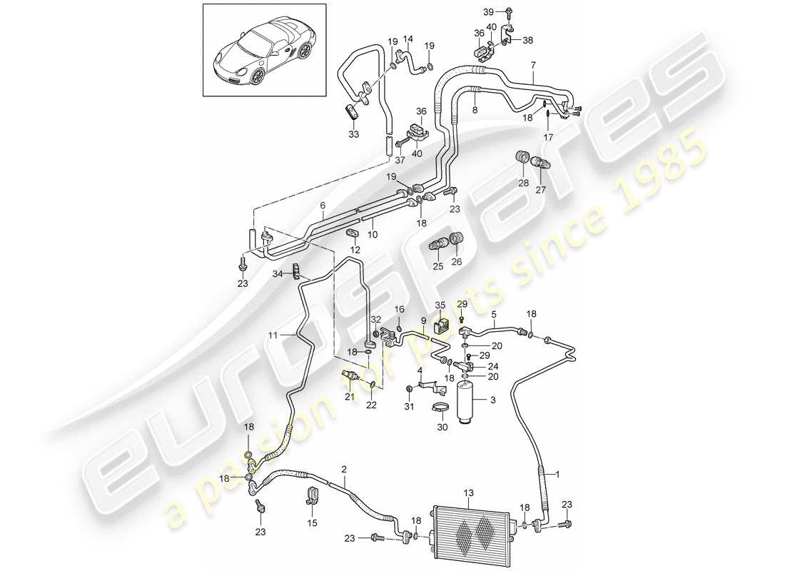 porsche 2012 (987 boxster) refrigerant circuit part diagram
