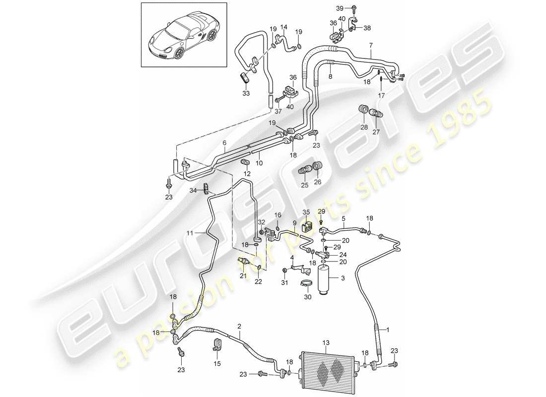 porsche boxster 987 (2012) refrigerant circuit part diagram