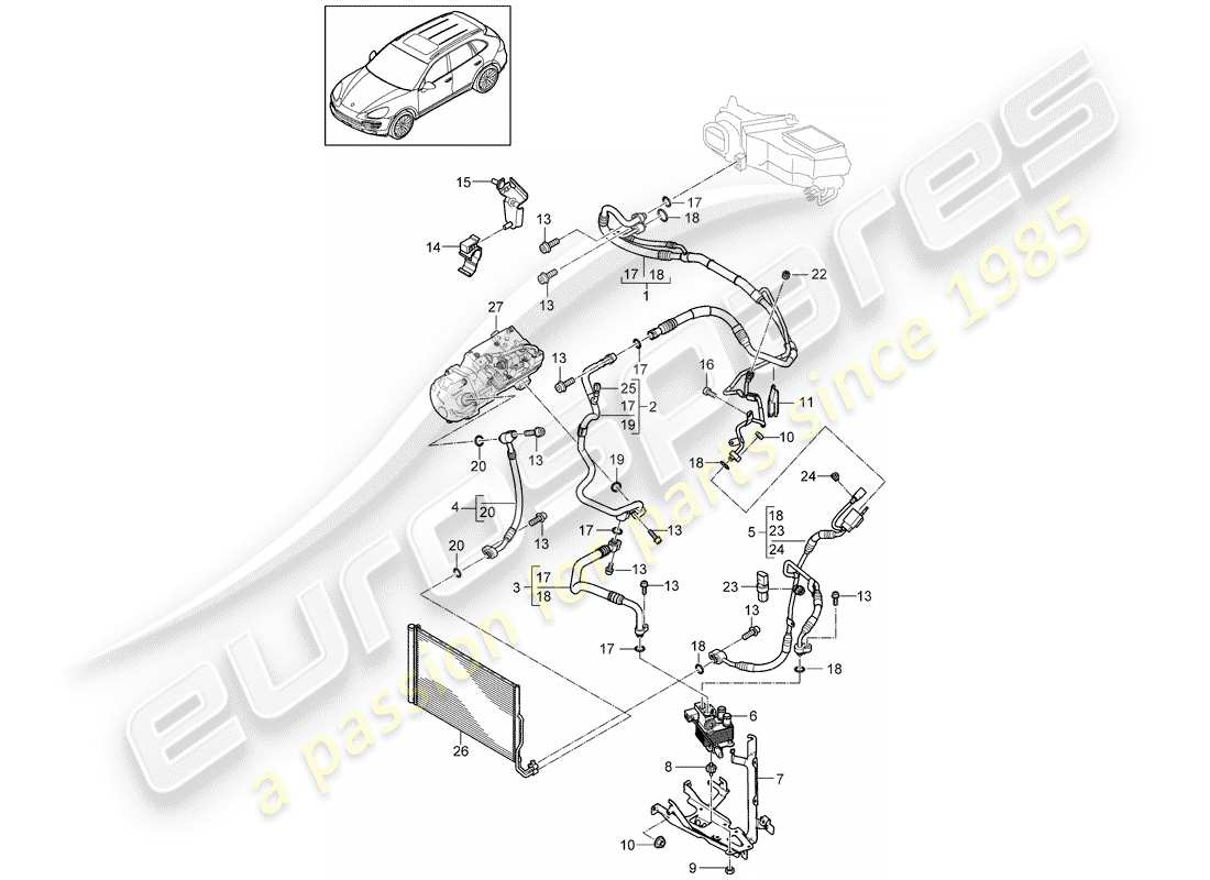 porsche 2013 (cayenne e2 92a) refrigerant circuit part diagram