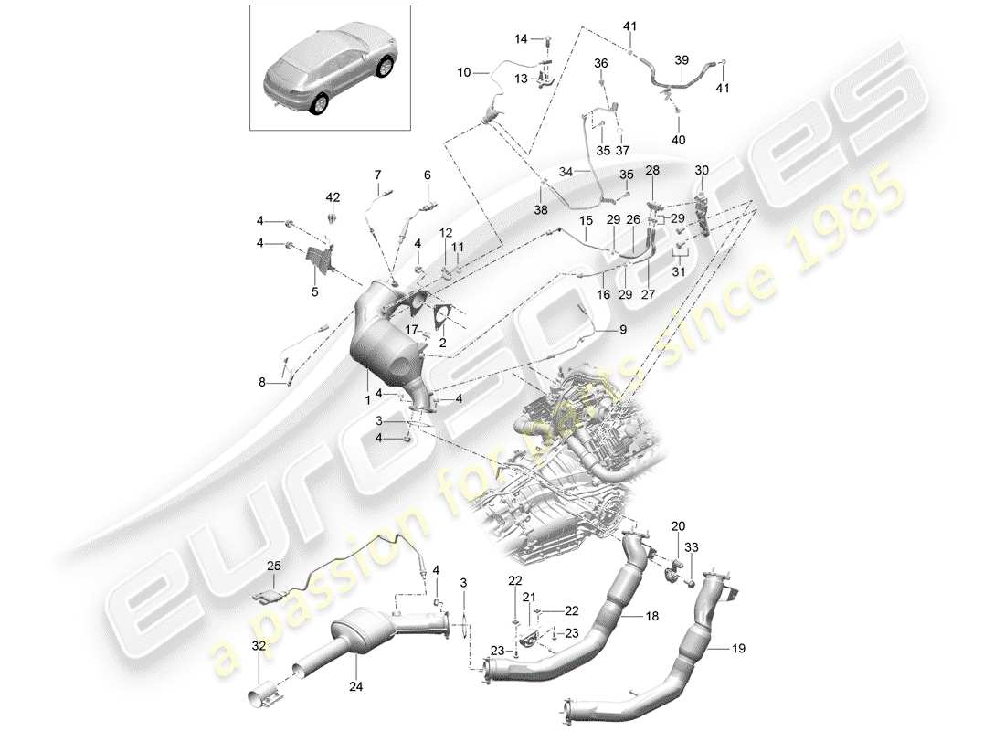 porsche 2016 (macan) exhaust system part diagram