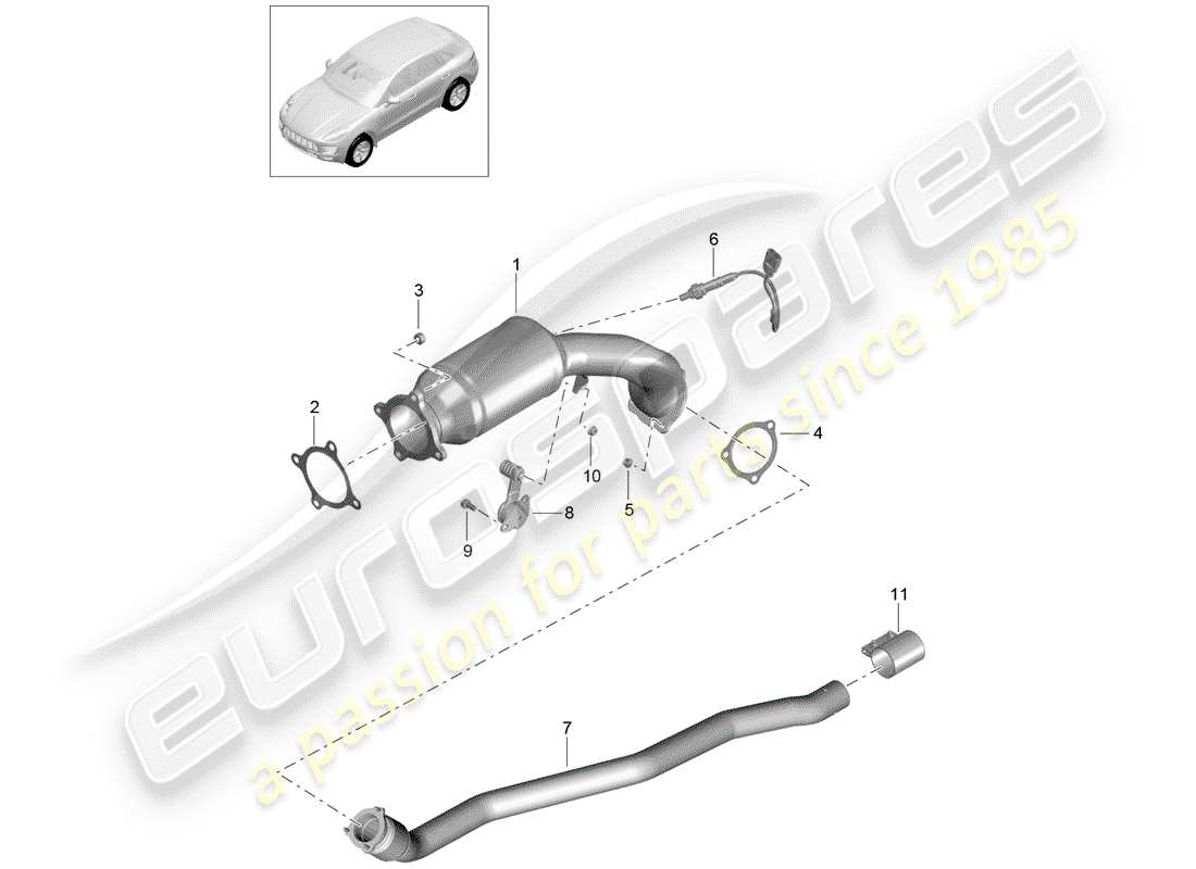 porsche 2015 (macan) exhaust system part diagram