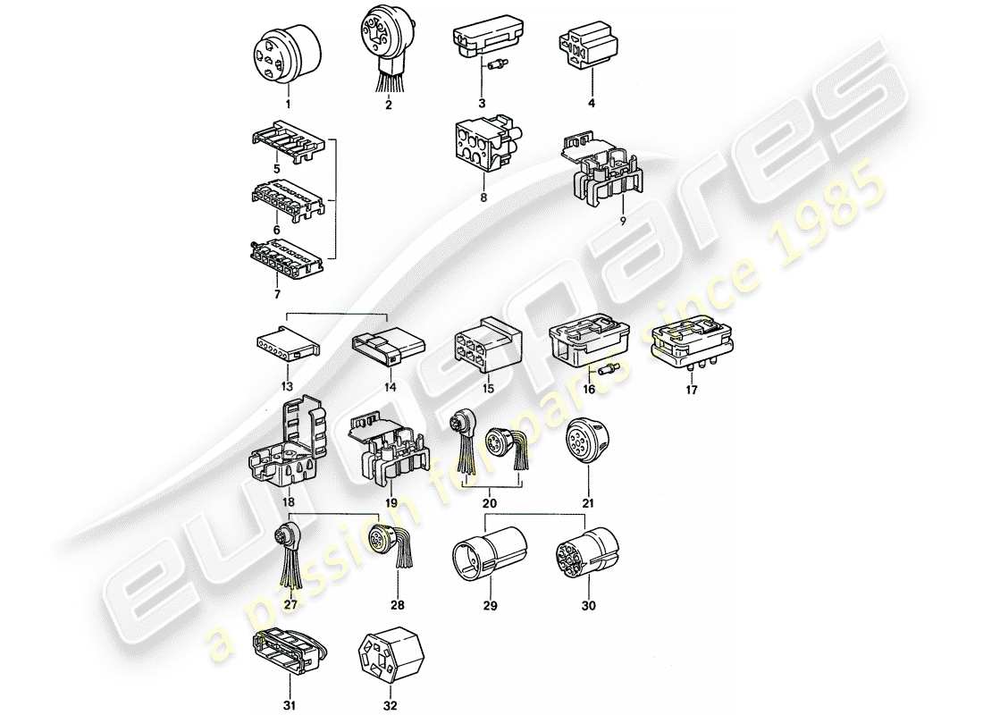 porsche 1994 (968) connector housing part diagram