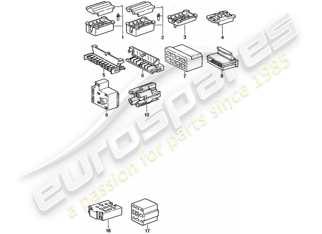 porsche 1994 (968) connector housing - 8-pole - 9-pole part diagram