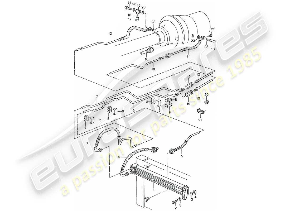 porsche 1987 (928) automatic transmission - atf cooler - atf lines - for vehicles with - catalyst - mod.88-11/88 (mod.89) part diagram