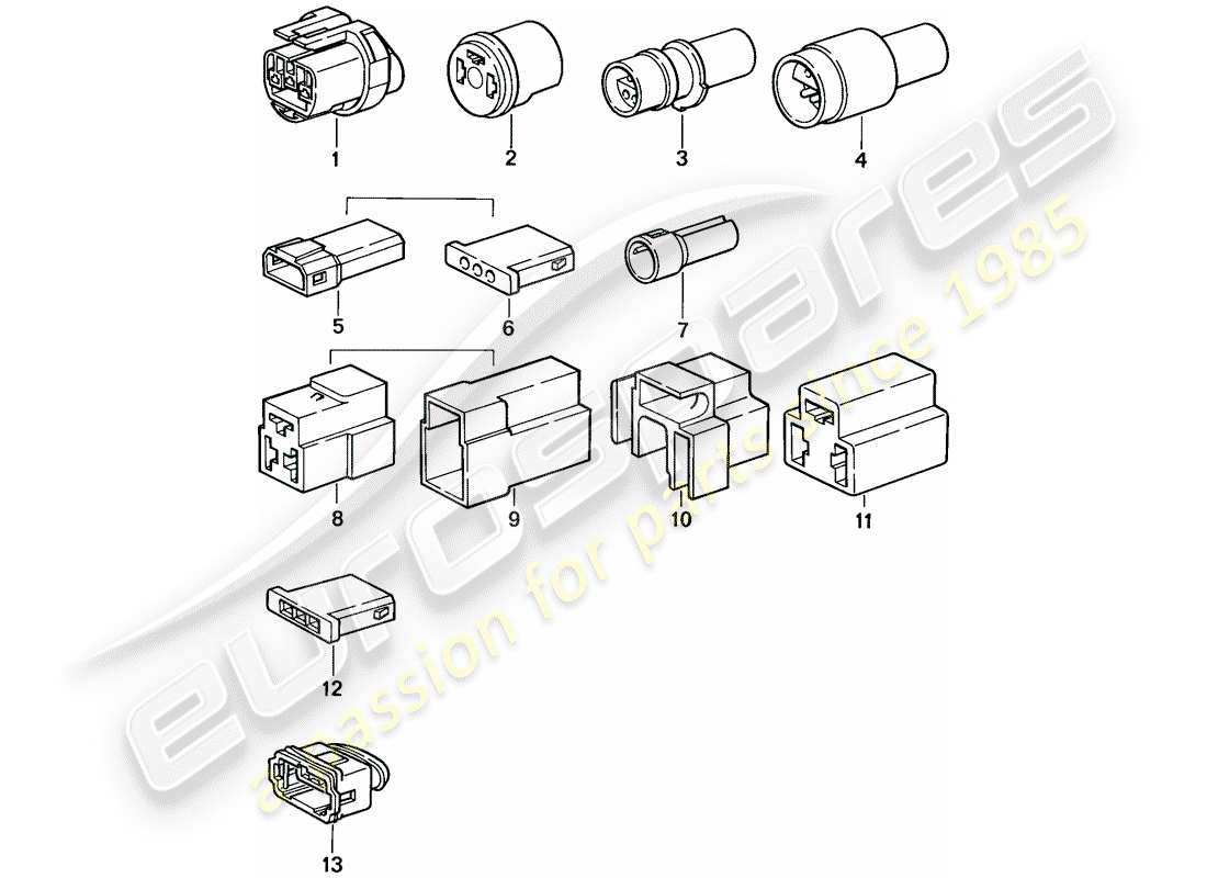 porsche 1988 (924s) connector housing - 3-pole part diagram