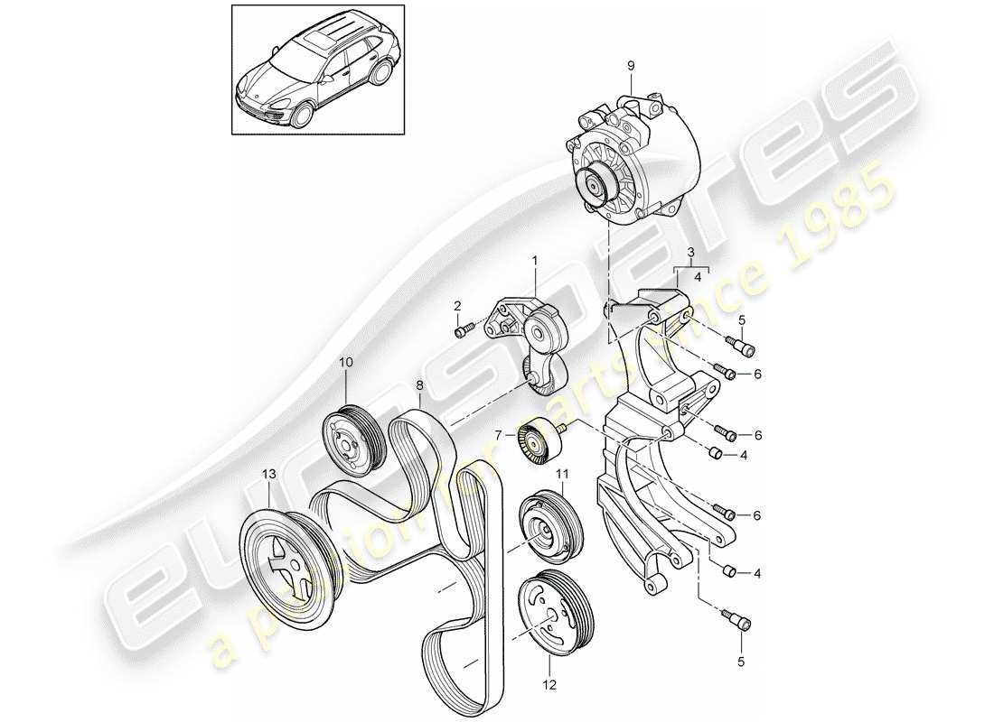 porsche 2013 (cayenne e2 92a) belt tensioner part diagram