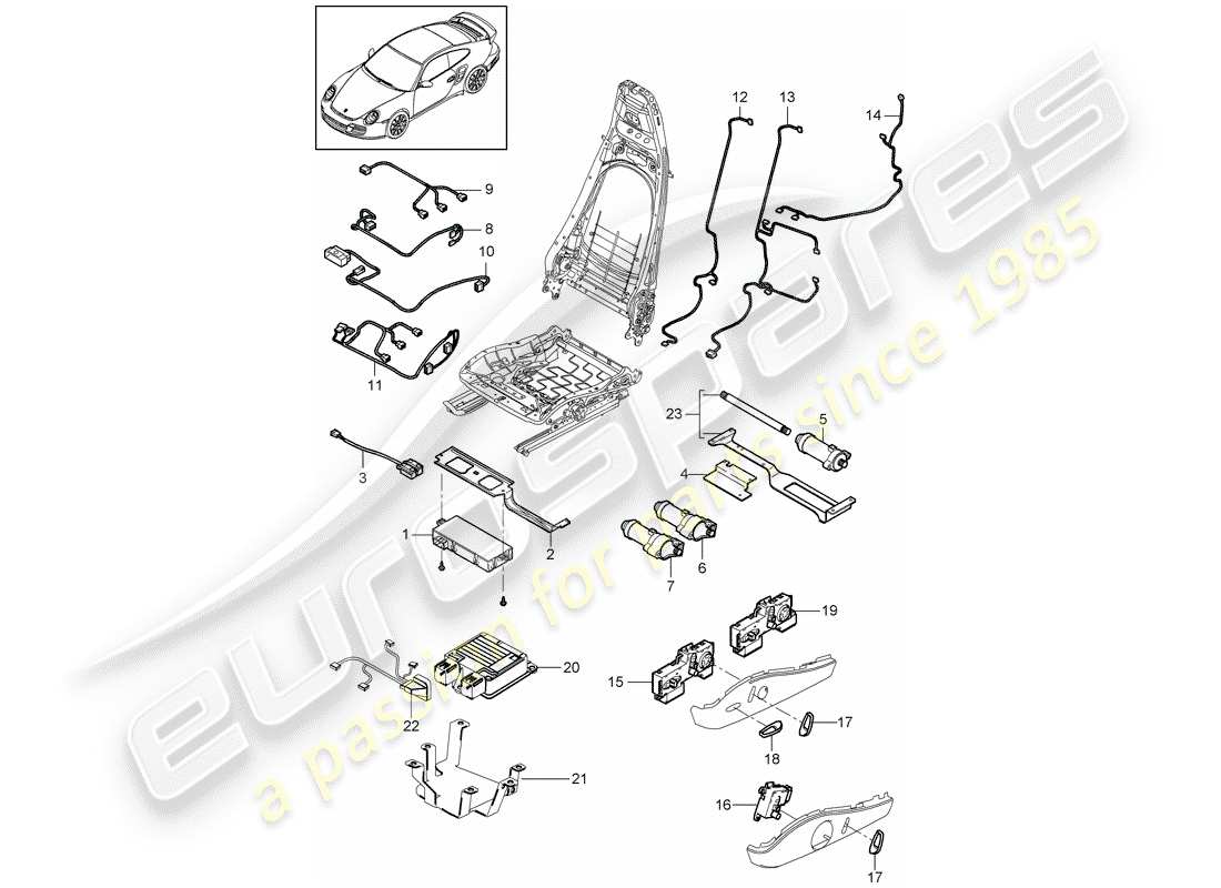 porsche 911 t/gt2rs (2012) wiring harnesses part diagram