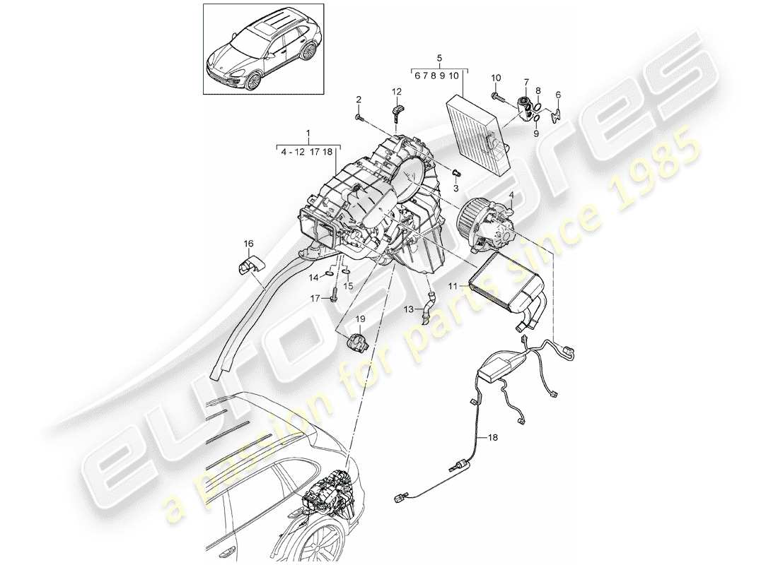 porsche 2014 (cayenne e2 92a) air conditioner part diagram