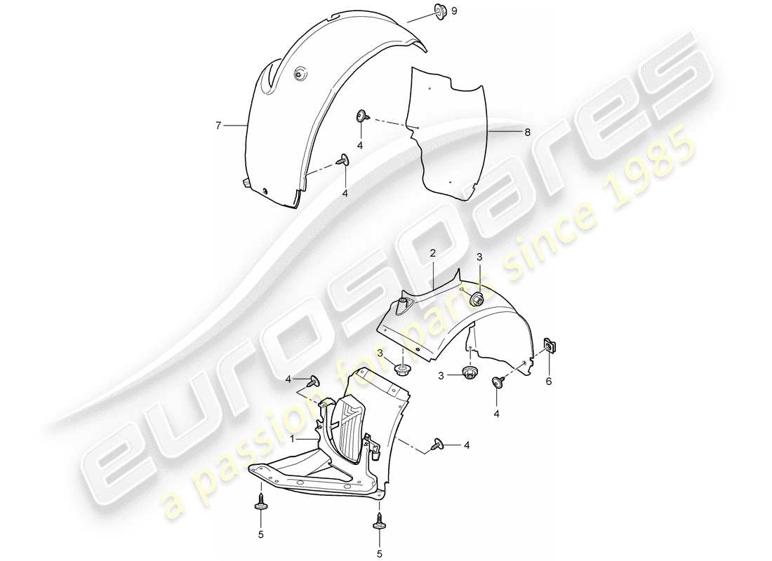 porsche 2008 (997-1 turbo / gt2) trims part diagram