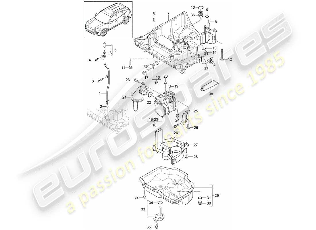 porsche 2018 (cayenne e2 92a) oil-conducting housing part diagram