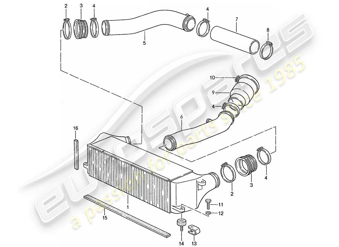 porsche 1991 (944) charge air cooler part diagram