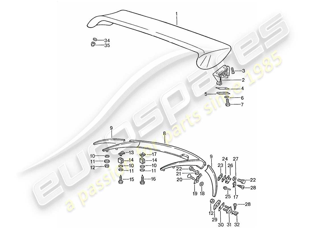 porsche 1991 (928) spoiler part diagram