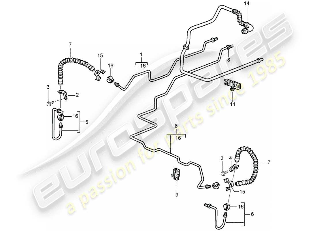 porsche 2007 (997-1) brake line part diagram