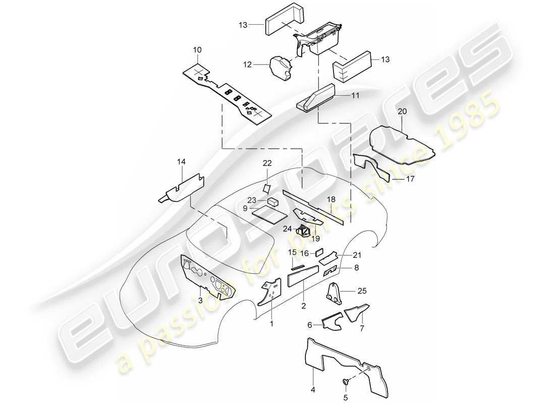 porsche 2006 (987 cayman) body shell part diagram