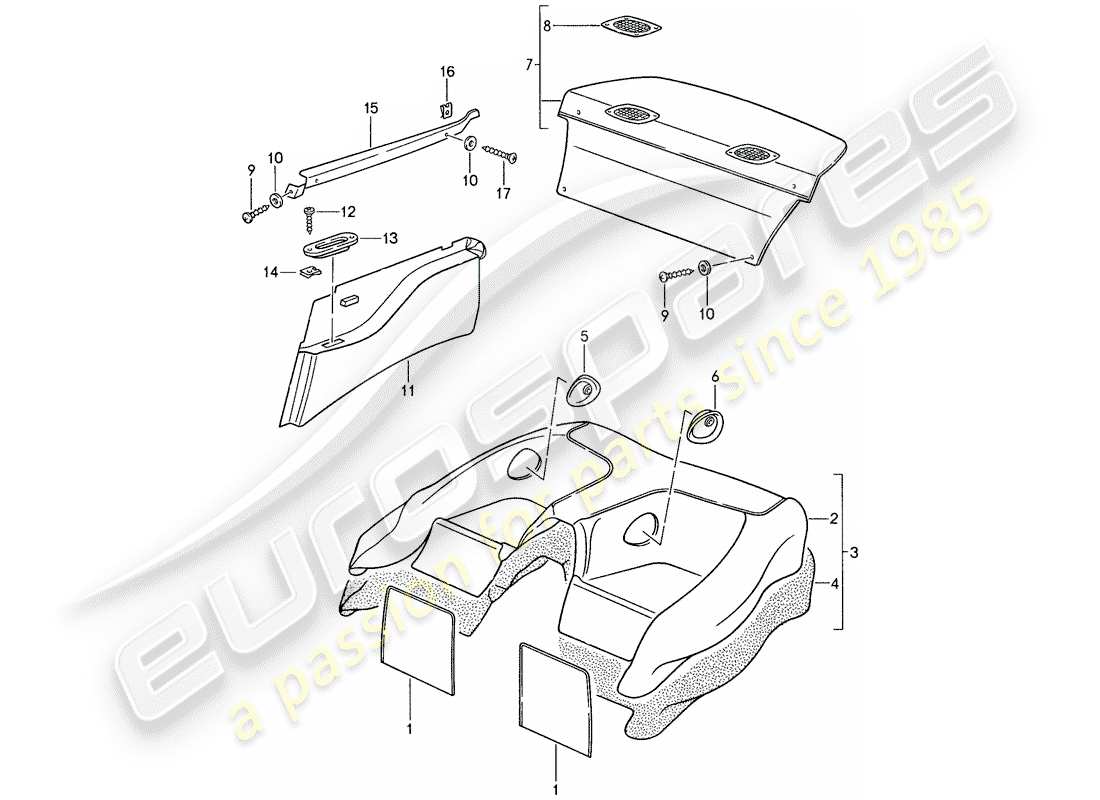 porsche 1987 (959) lining parts diagram