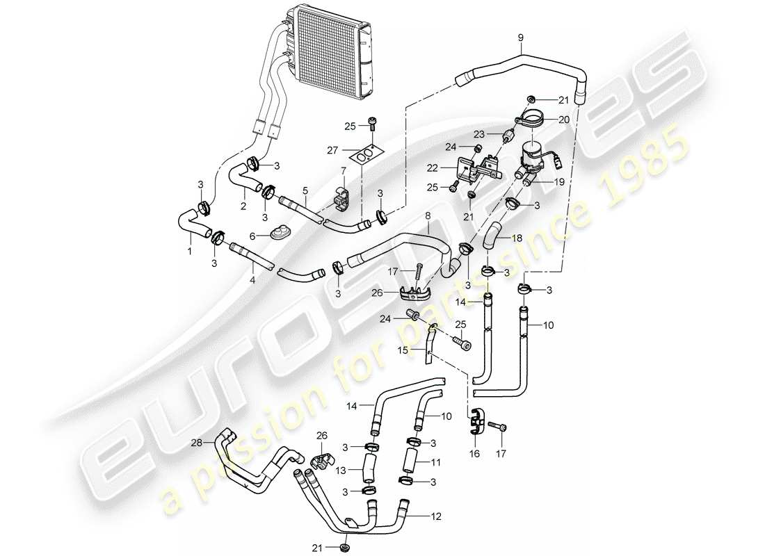 porsche 2005 (cayenne e1 9pa) heater part diagram