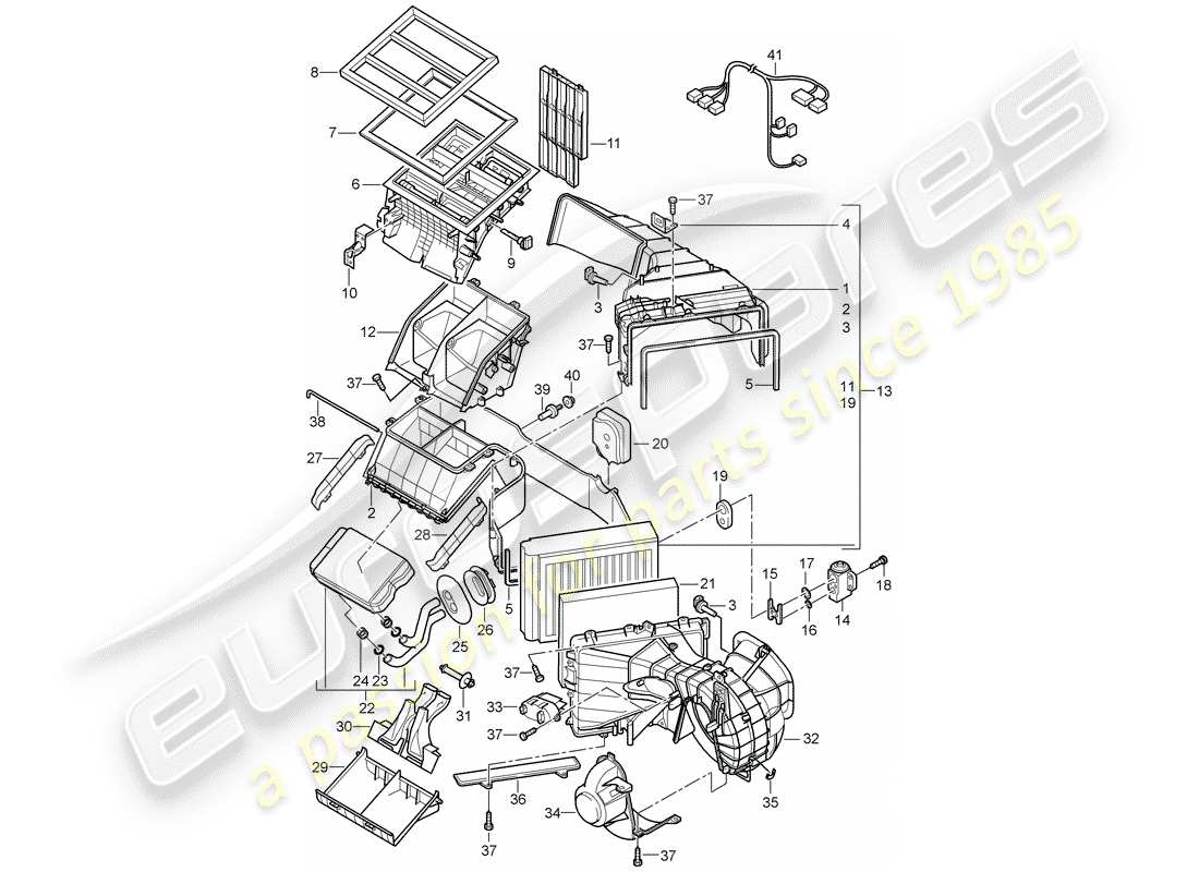 porsche 2003 (cayenne e1 9pa) heating, air cond. system part diagram