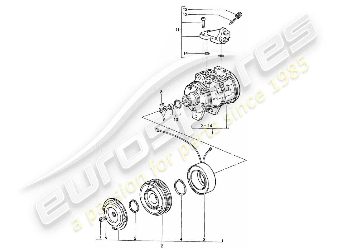 porsche 1994 (968) compressor part diagram