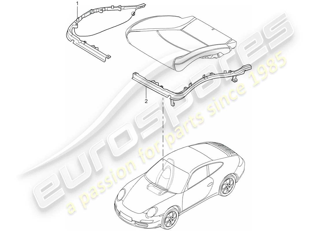 porsche 2008 (997-1) cushion carrier parts diagram