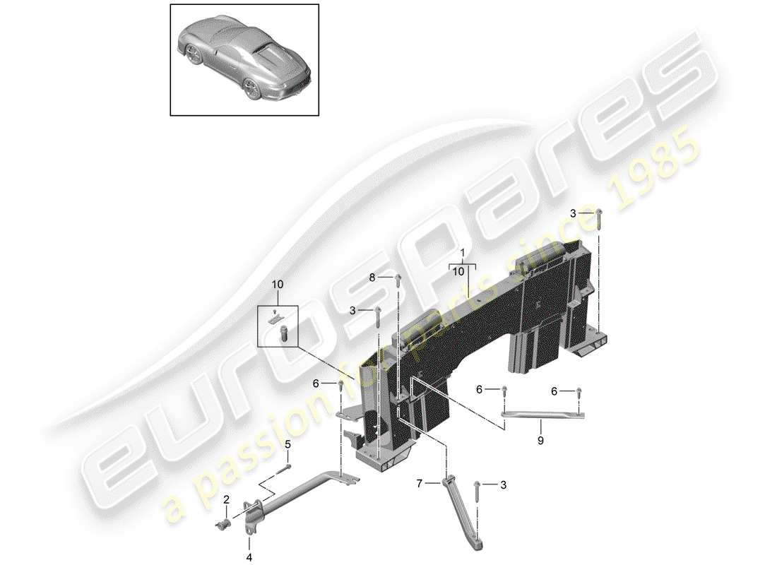 porsche 2015 (991-1 r/gt3/rs) rollover protection parts diagram