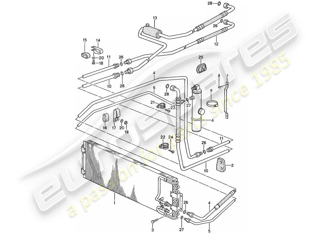 porsche 1987 (959) air conditioner 2 parts diagram