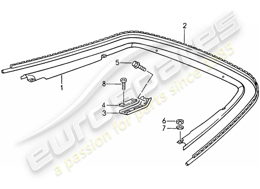 porsche 993 (1997) fasteners - bracket - sealing strip part diagram