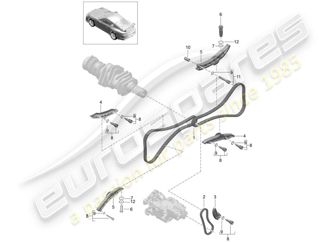 porsche 991r/gt3/rs (2017) tensioner - chain parts diagram