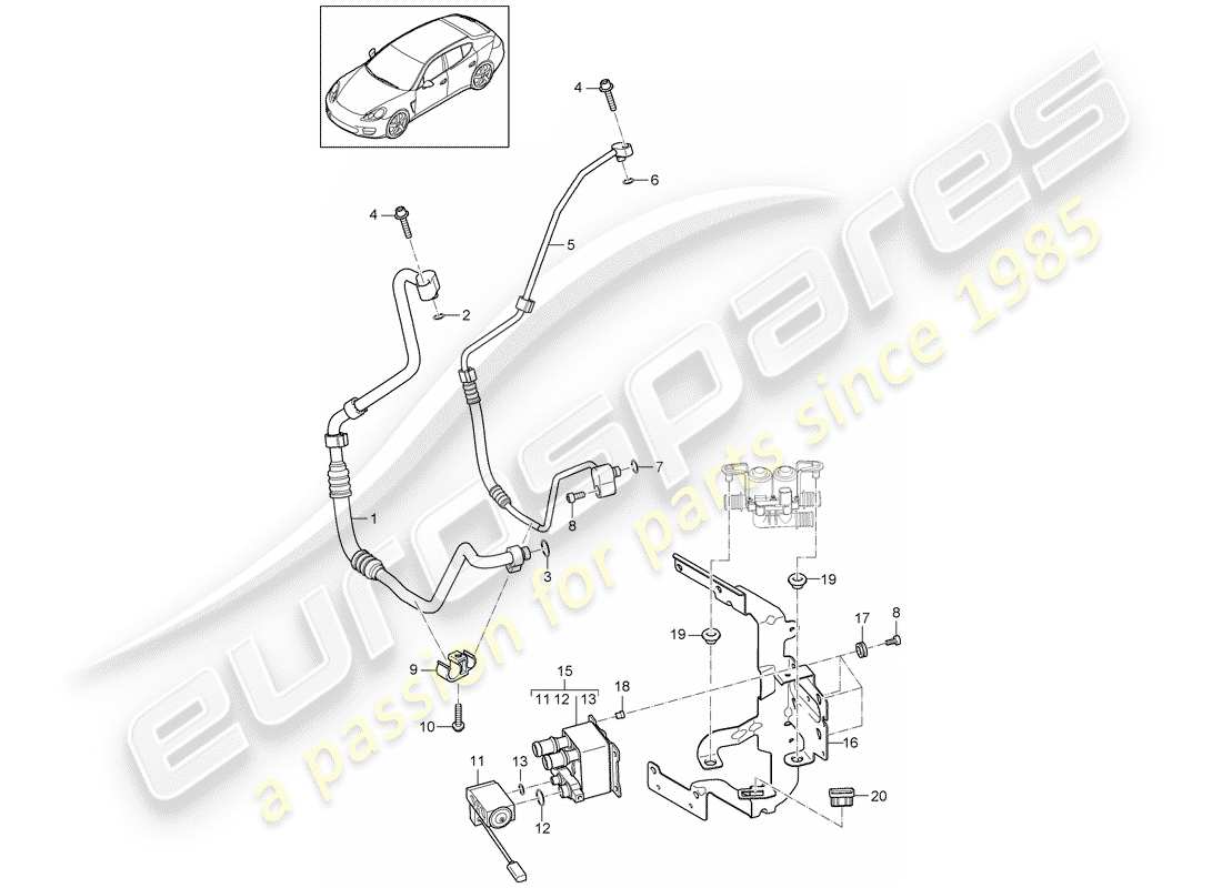 porsche panamera 970 (2016) hybrid part diagram