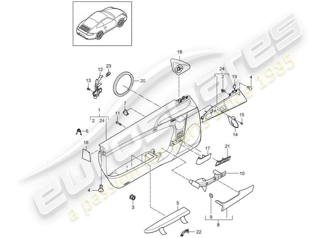 porsche 997 gen. 2 (2010) door panel part diagram