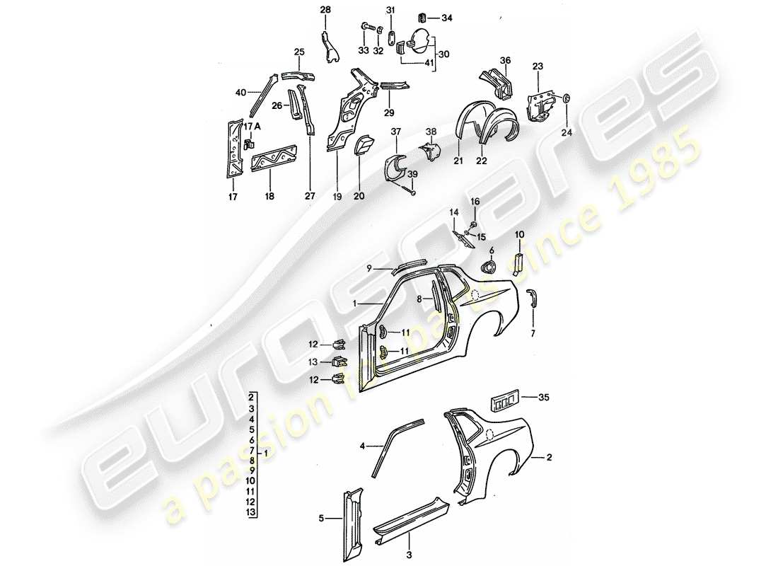 porsche 1991 (944) side panel part diagram