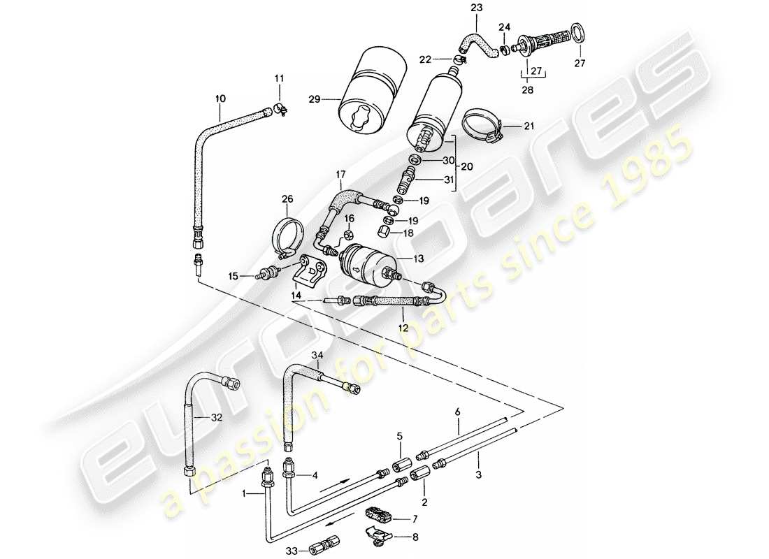 porsche 1991 (944) fuel system part diagram