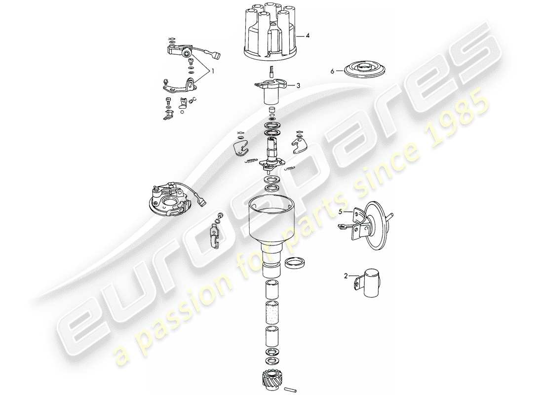 porsche 1966 (911/912) repair material - distributor - - bosch - part diagram