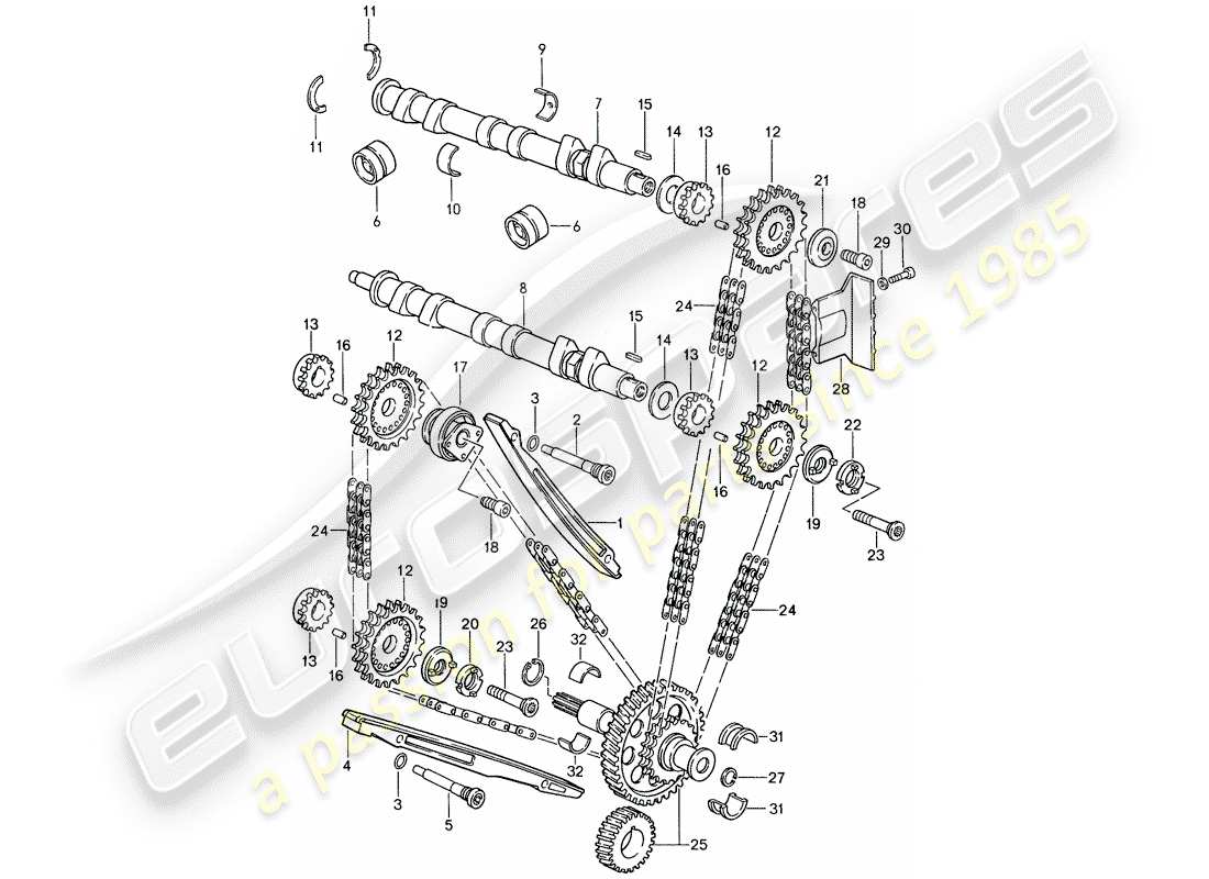porsche 1988 (959) valve control parts diagram