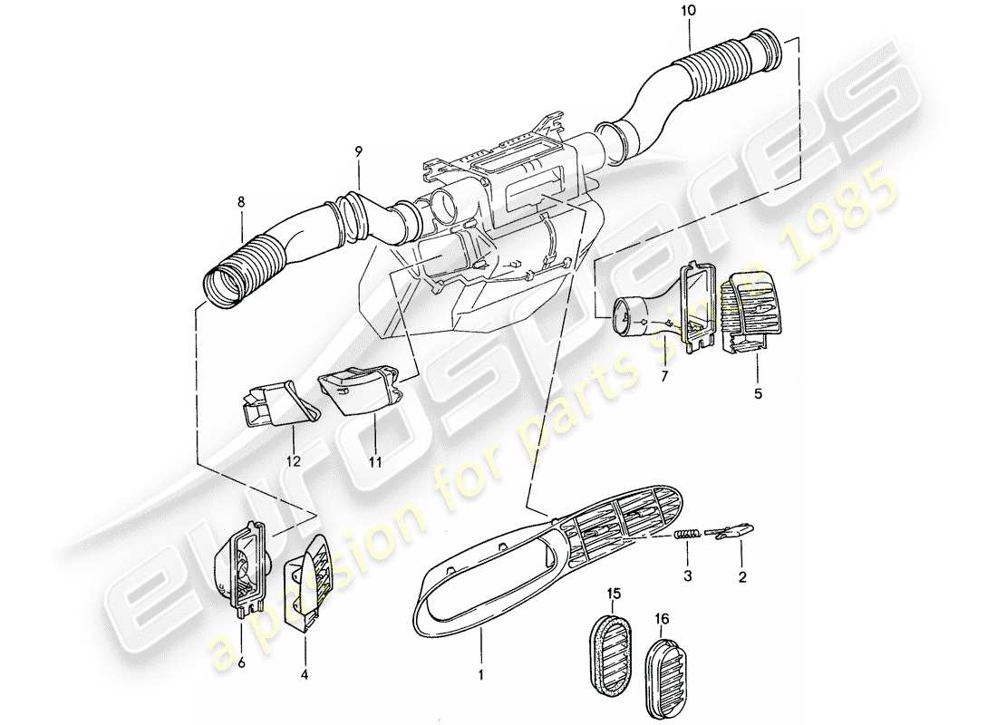 porsche 1989 (944) air duct parts diagram