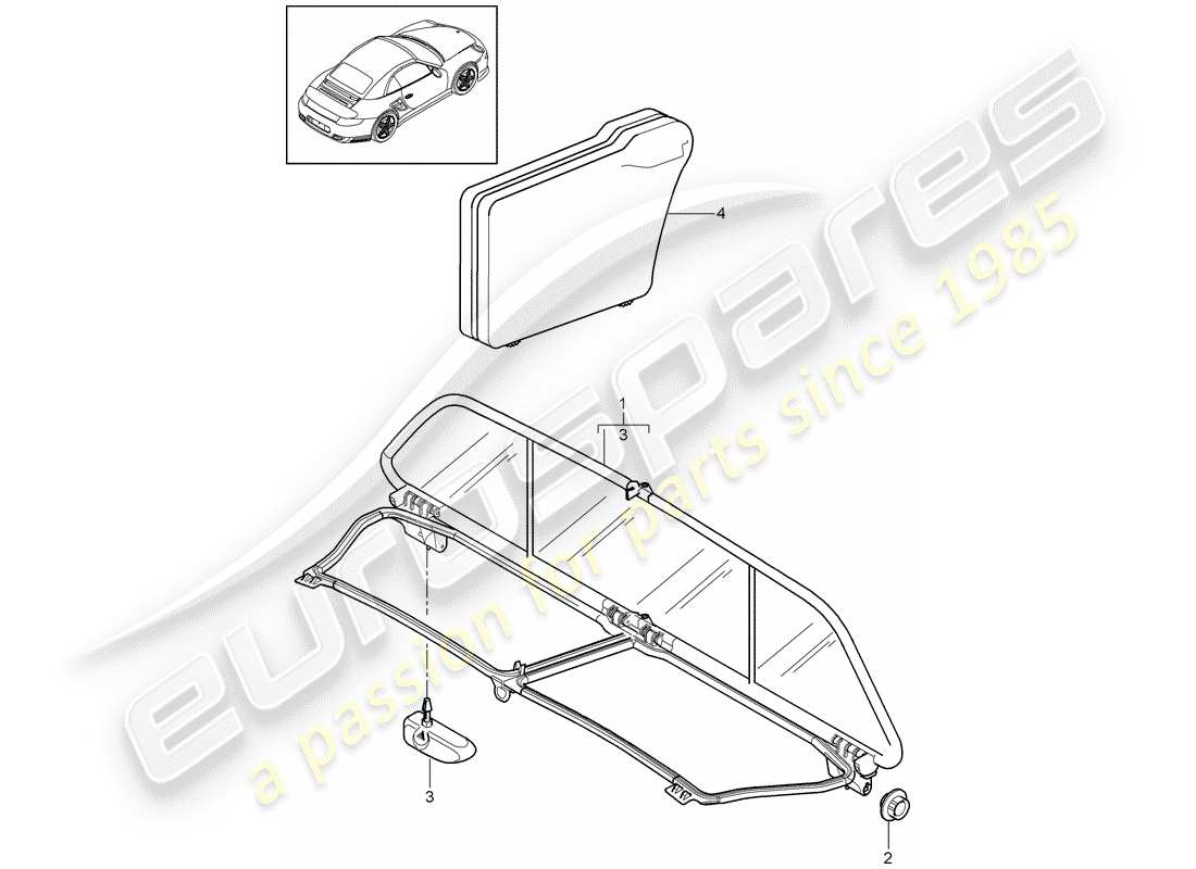 porsche 2013 (997-2 turbo / gt2 rs) windscreen part diagram