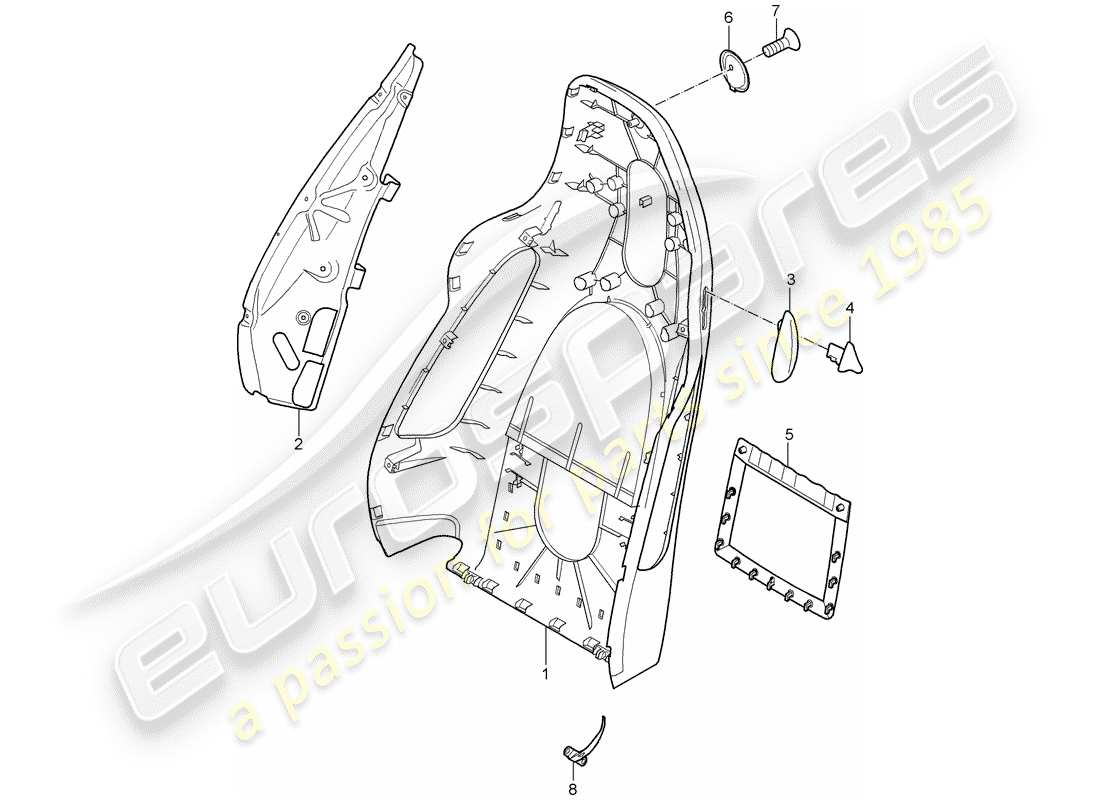 porsche 2005 (997-1) backrest shell part diagram