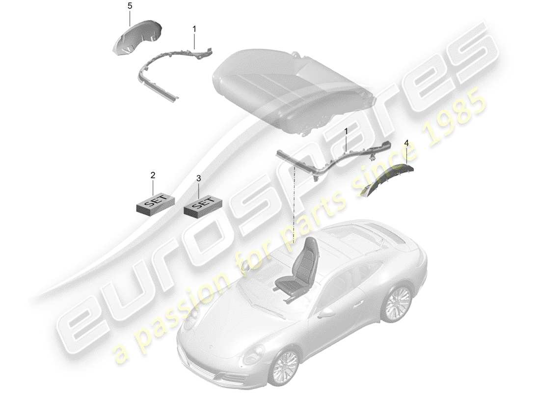 porsche 2020 (991-2) padding for seat part diagram