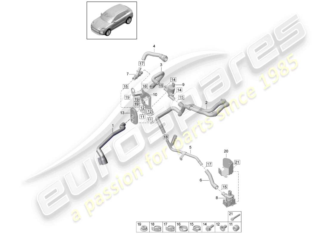 porsche 2019 (macan) heater r4 2,0l tfsi water box lhd part diagram
