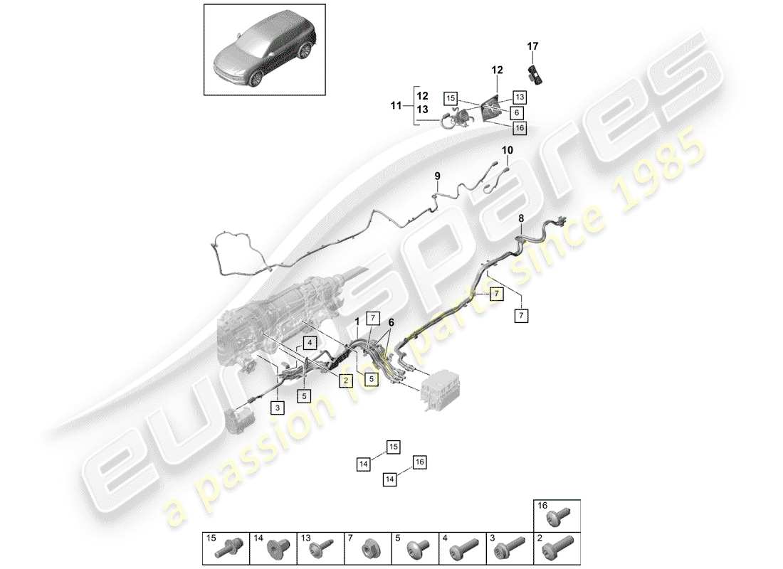 porsche 2018 (cayenne e3 9ya/9yb) wiring harnesses part diagram