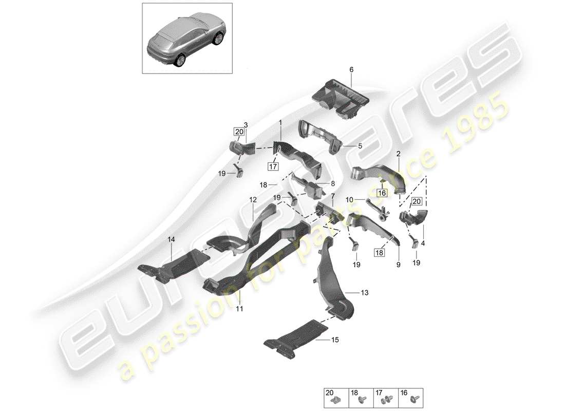 porsche 2019 (macan) air duct part diagram
