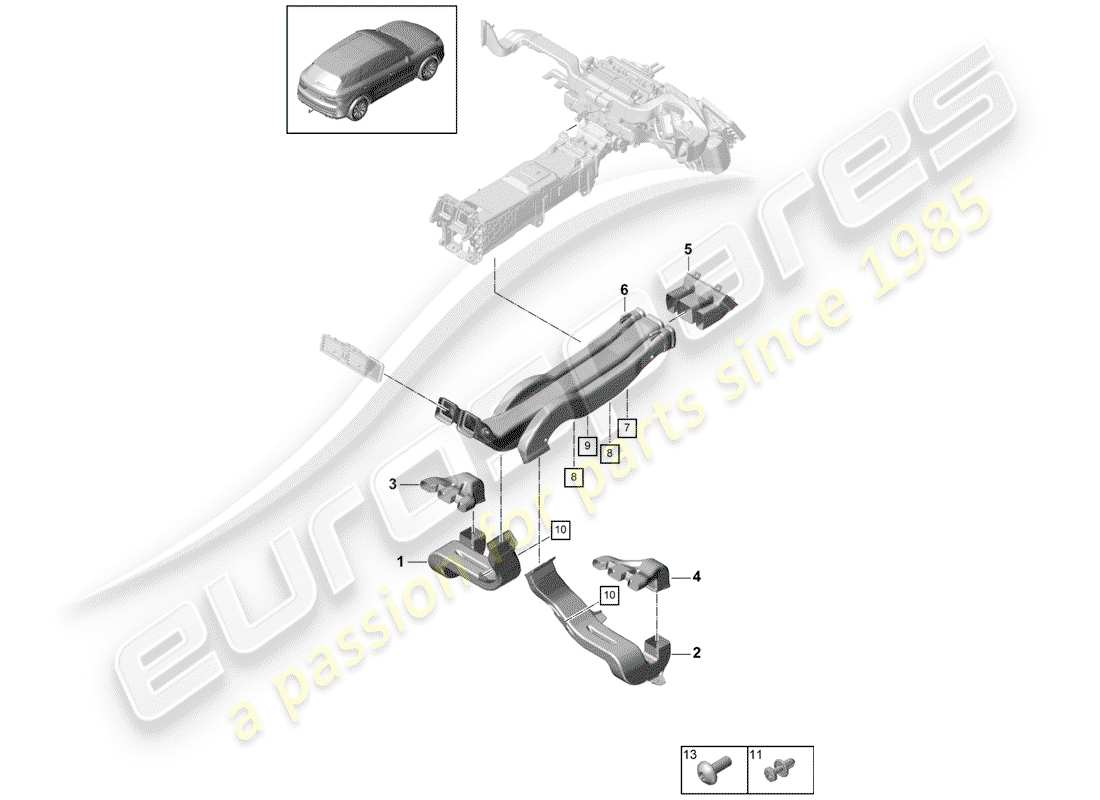 porsche 2019 (cayenne e3 9ya/9yb) air duct part diagram