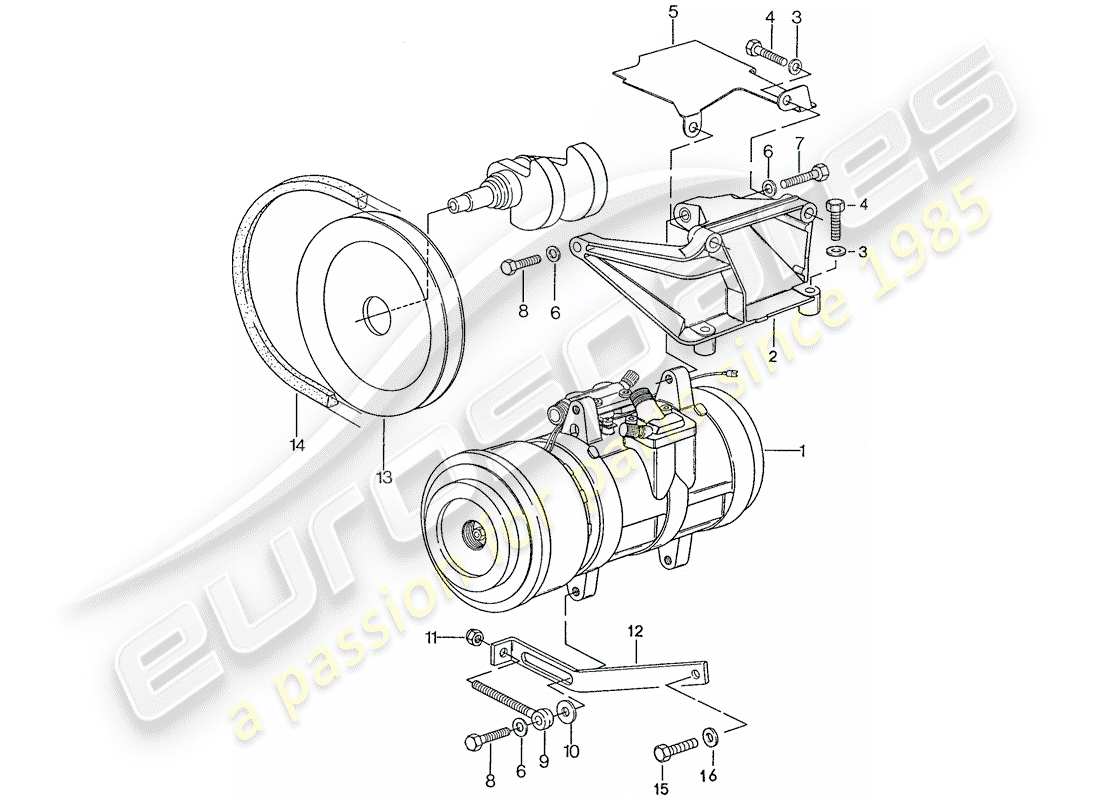 porsche 1989 (928) compressor - assembly part diagram