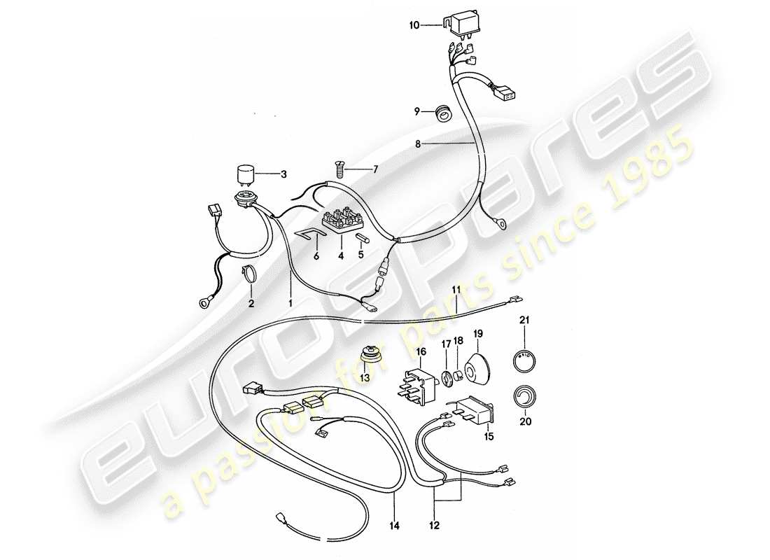 porsche 1975 (911 turbo) air conditioner - electrical components part diagram