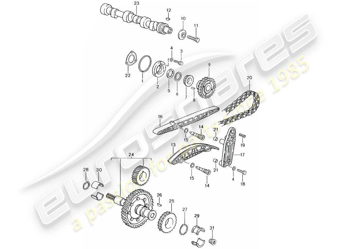 porsche 1996 (993) valve control part diagram