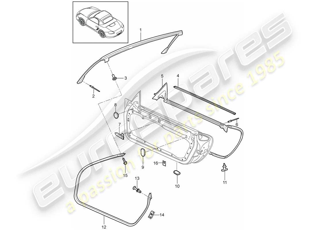 a part diagram from the porsche 2011 (987 boxster) parts catalogue