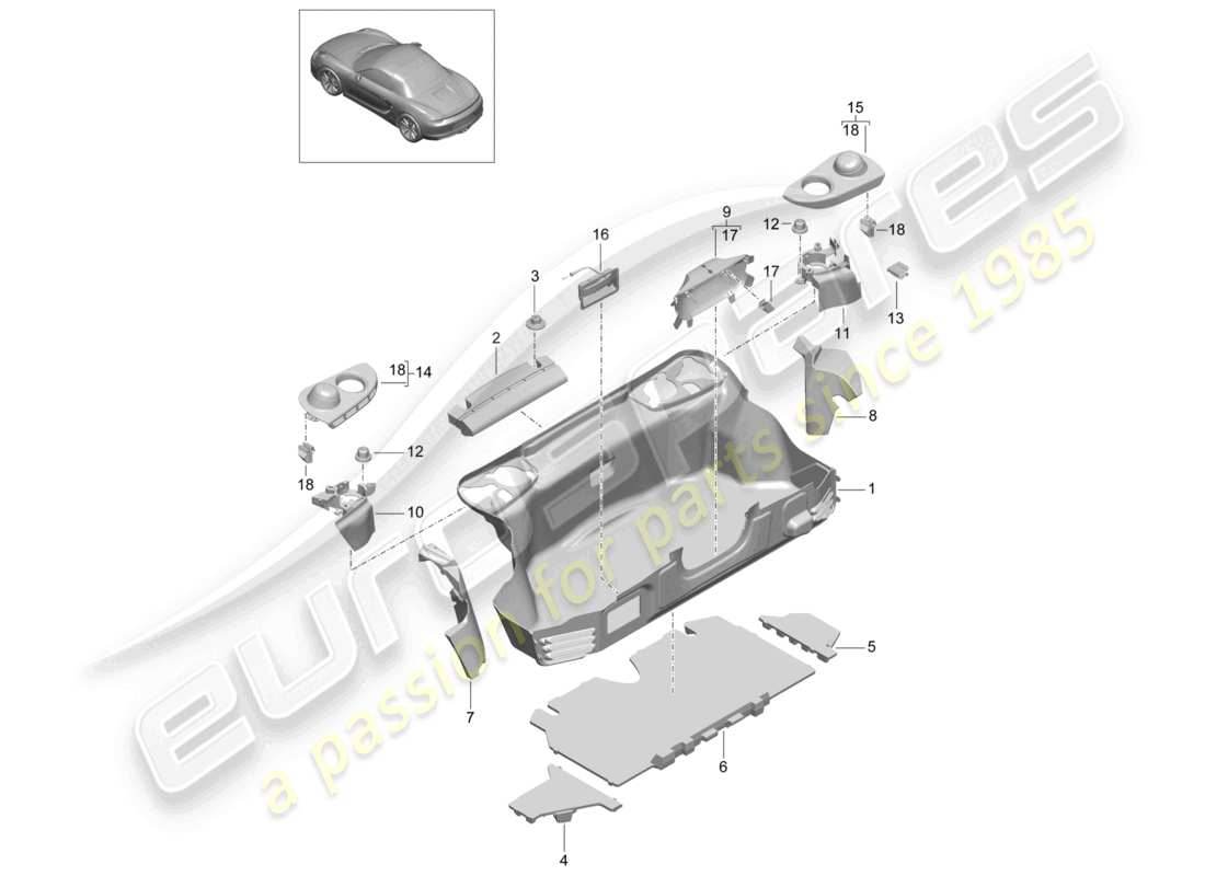 a part diagram from the porsche 2015 (981 boxster) parts catalogue