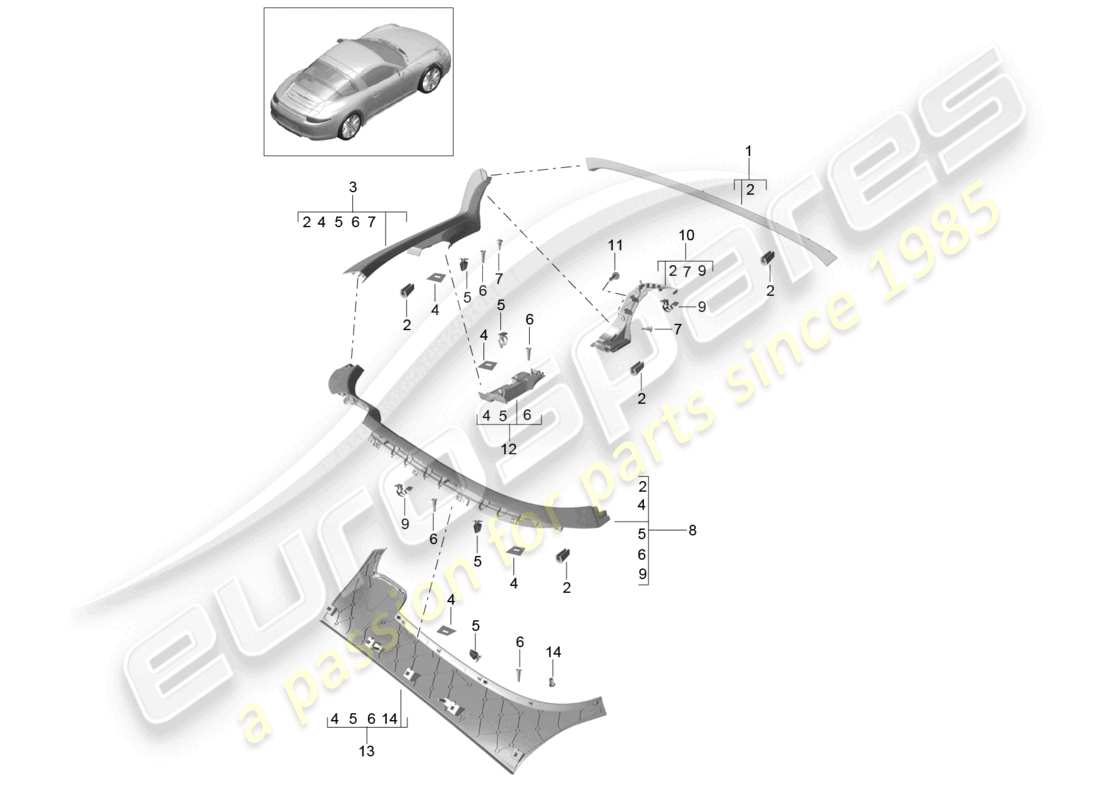 a part diagram from the porsche 991 parts catalogue