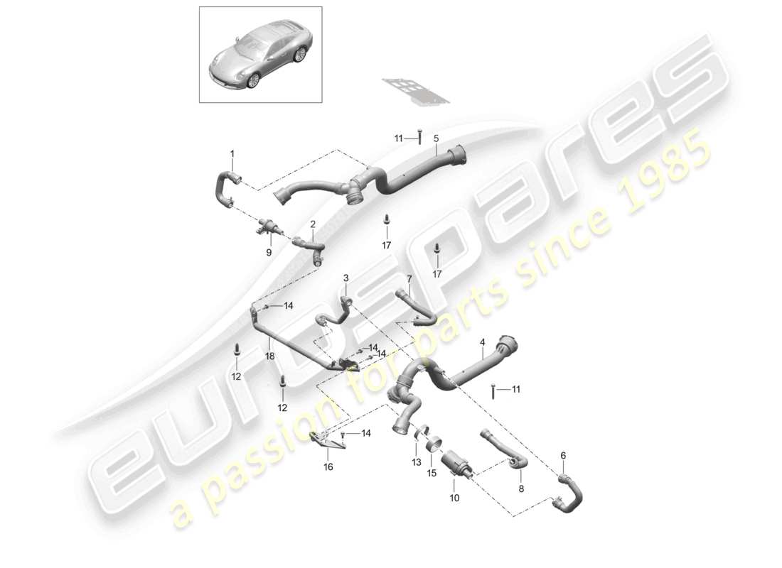a part diagram from the porsche 2014 (991-1 turbo) parts catalogue