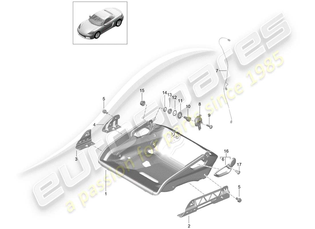 VIEW PARTS DIAGRAMS FROM THE PORSCHE BOXSTER PARTS CATALOGUE a part diagram from the porsche boxster parts catalogue