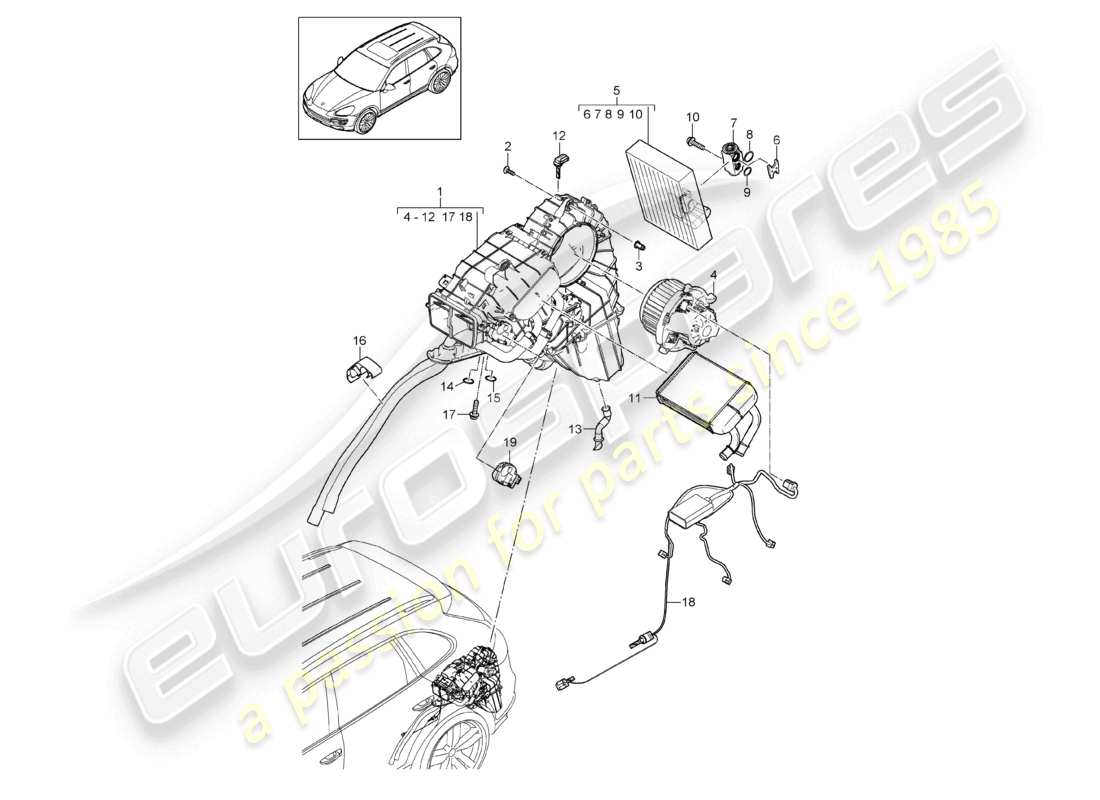 VIEW PARTS DIAGRAMS FROM THE PORSCHE CAYENNE PARTS CATALOGUE a part diagram from the porsche cayenne parts catalogue